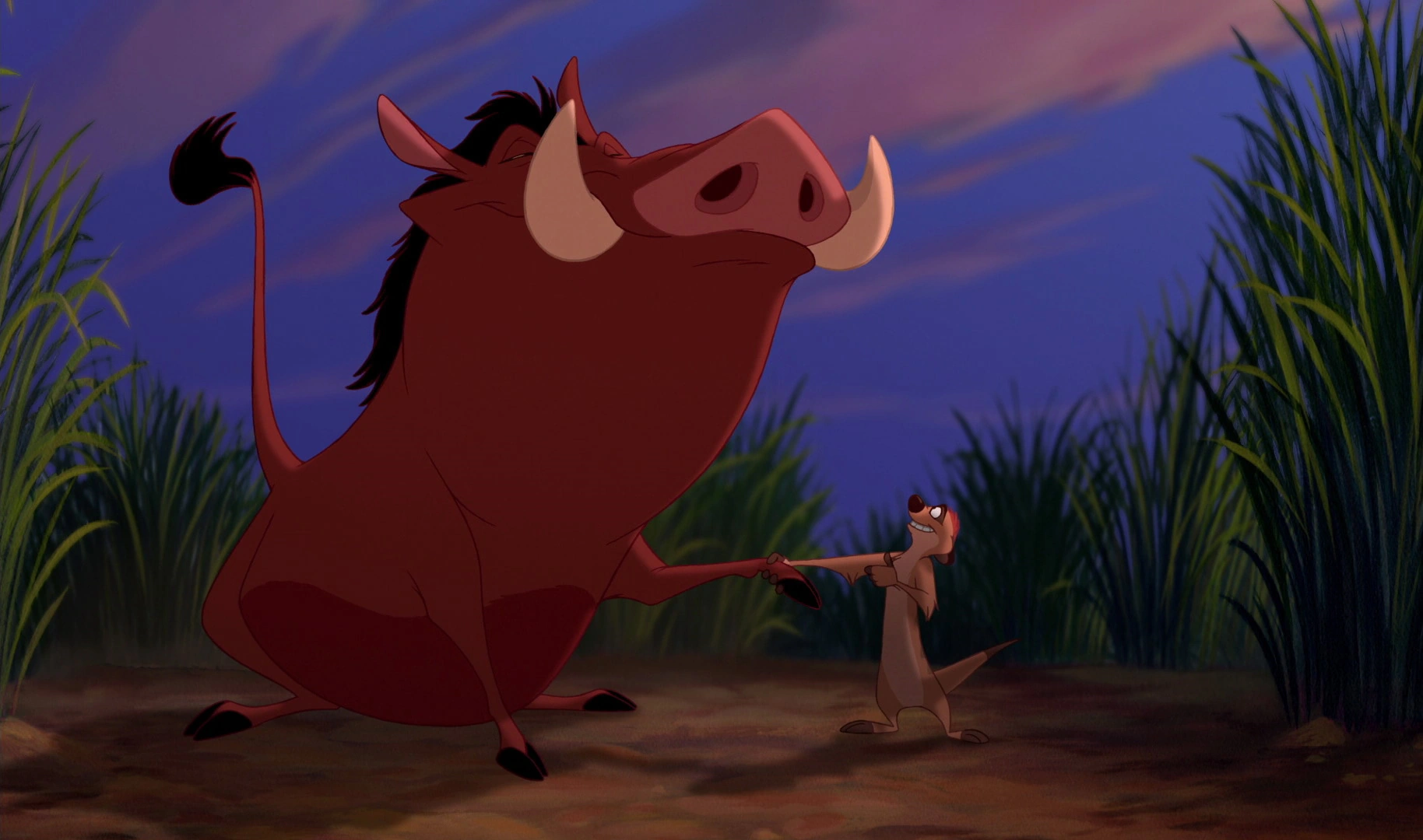 Timon and Pumbaa shaking hands